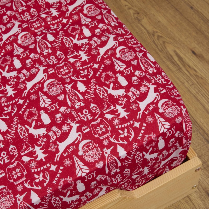 Drap housse Noël rouge