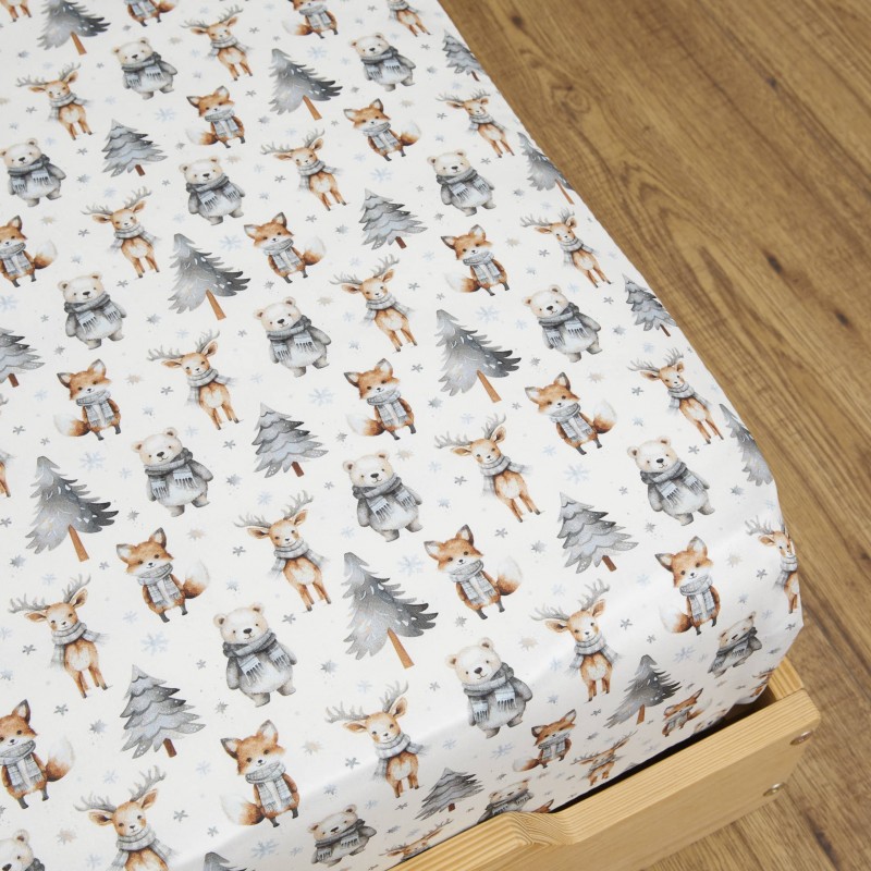 Drap housse Animaux Hiver Blanc