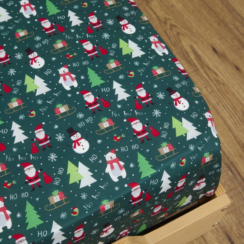 Drap housse Noël vert Santa