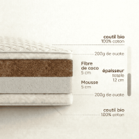 Matelas évolutif 2 parties COTON BIO